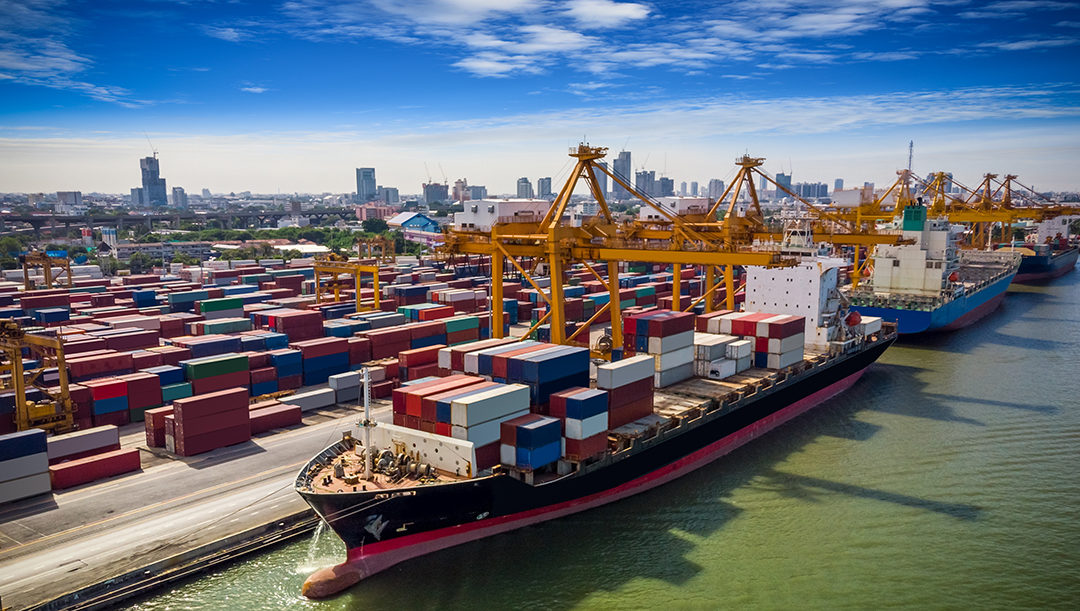 Cargo ships waiting to unload