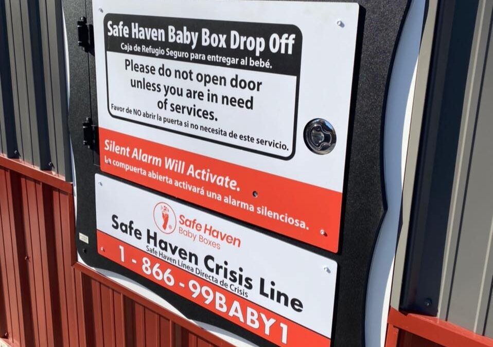 Baby box on firehouse